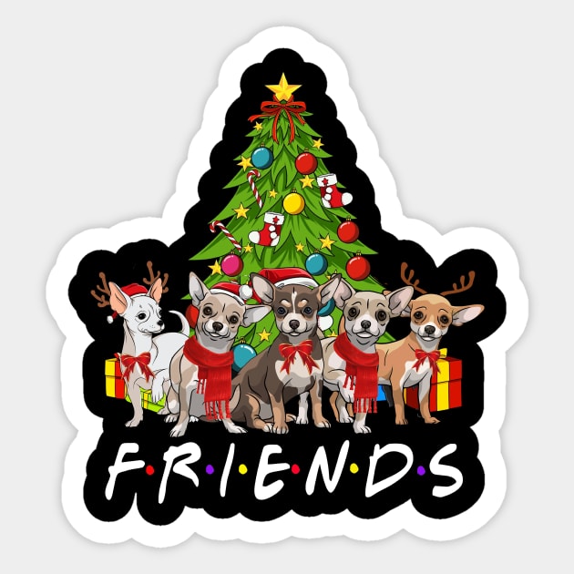 Christmas Tree Chihuahuas Sticker by TeeWind